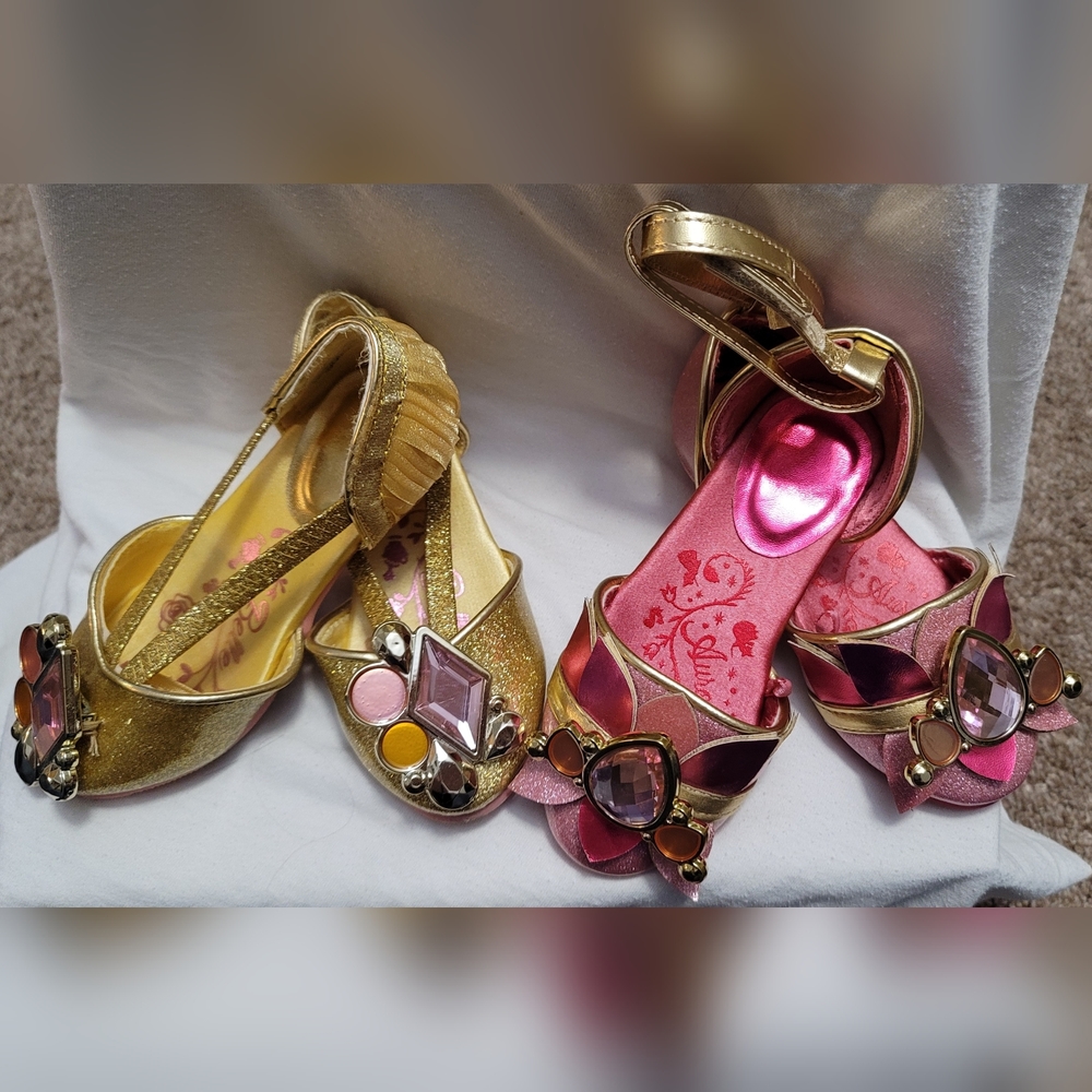 2 Pairs - Disney Dress Up Shoes for Girls (size 7/8)